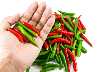 Chili on handの写真素材