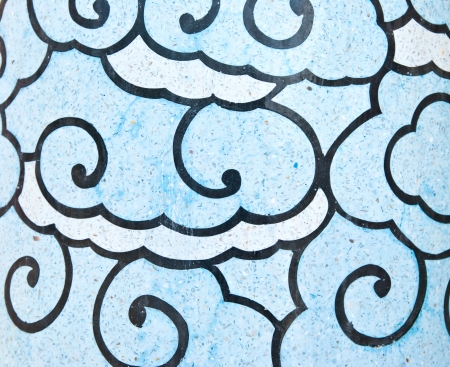 Cloud painting wall in Chinese templeの写真素材