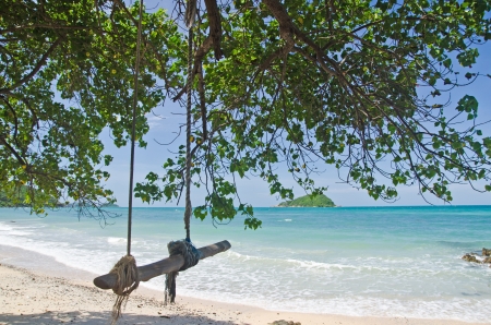 Swing on a tropical beach の写真素材