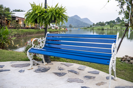 Blue benchの写真素材