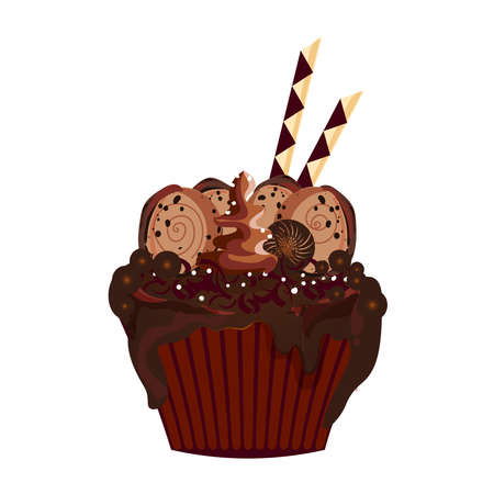 A variety of cakes, including chocolate cake, strawberry cake, fruit cake, berry cake, appetizing, suitable for birthdays, celebrations and wedding cakes, can be used to make cardsのイラスト素材