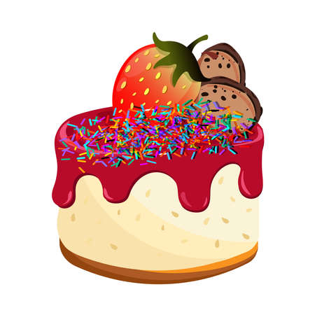 A variety of cakes, including chocolate cake, strawberry cake, fruit cake, berry cake, appetizing, suitable for birthdays, celebrations and wedding cakes, can be used to make cardsのイラスト素材