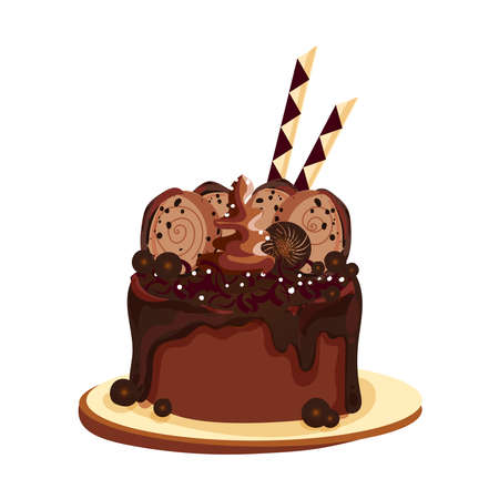 A variety of cakes, including chocolate cake, strawberry cake, fruit cake, berry cake, appetizing, suitable for birthdays, celebrations and wedding cakes, can be used to make cardsのイラスト素材