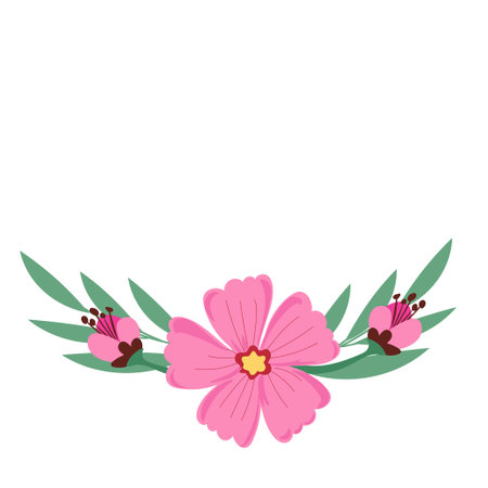 cute flowers and leafs decorative icon vector illustration design vector illustration designのイラスト素材
