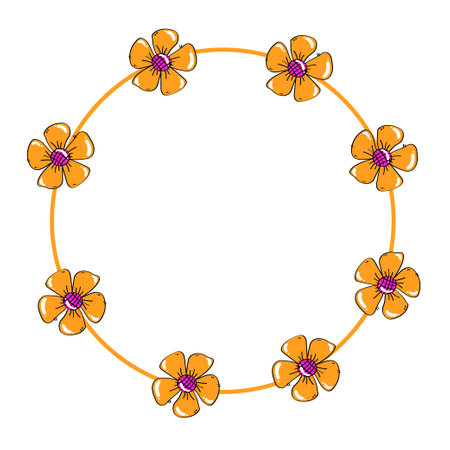 Beautiful round floral frame with gradient fill. Vector clip art.のイラスト素材