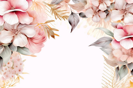 Watercolor flower background. Hand painted floral design elements. Vector illustration.の素材