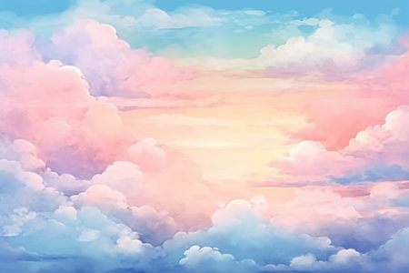Colorful sky background with clouds. Nature background. Vector illustration.ai generatedの素材