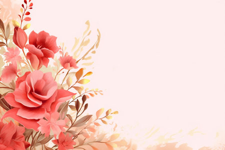 Greeting card with watercolor flowers and leaves. Vector illustration.ai generatedの素材