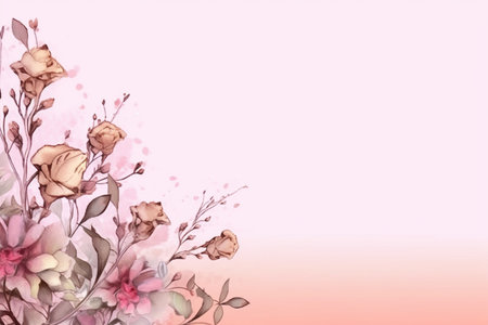 Watercolor floral background. ai generatedの素材