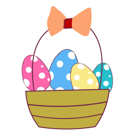 Easter basket with eggs. Isolated on white background. Vector illustration.のイラスト素材
