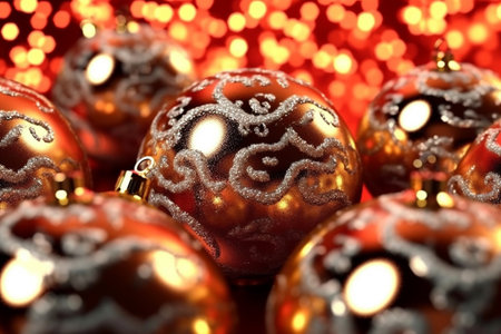 Christmas balls on a bokeh background. Shallow depth of field.の素材