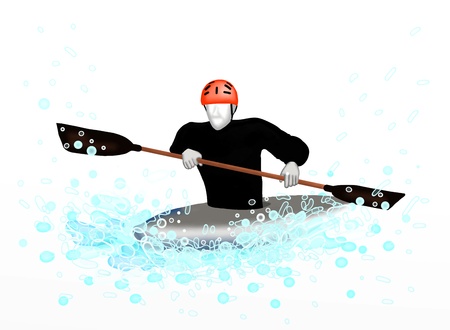 Canoeing   Sportsman Canoeing Through A Wave, On White Backgroundの写真素材