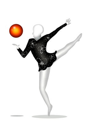 Professional Gymnast Girl Performing with A Gymnastics Ball in A Real Rhythmic, in Gymnastics Competitionの写真素材