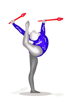 Professional Gymnast Girl Performing with A Gymnastic Club in A Real Rhythmic, in Gymnastics Competitionの写真素材
