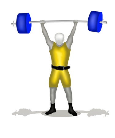 Sportman Weightlifting in Clean and Jerk Position の写真素材