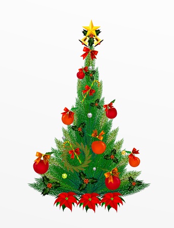 Christmas Pine Tree and Christmas decorationの写真素材