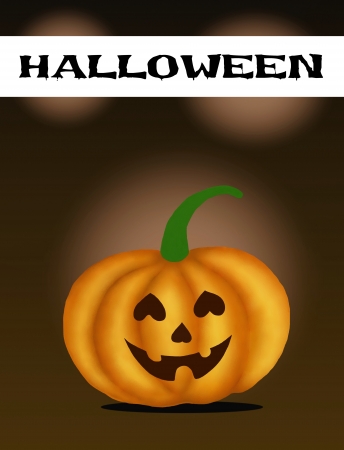 Halloween Banner and Jack-o-Lantern Pumpkins In Front Of A Dark Shadow Background  の写真素材