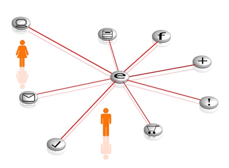 The E-commerce Online Shopping Concept, Every Part Is Connected Through A Technological Device to The World   の写真素材