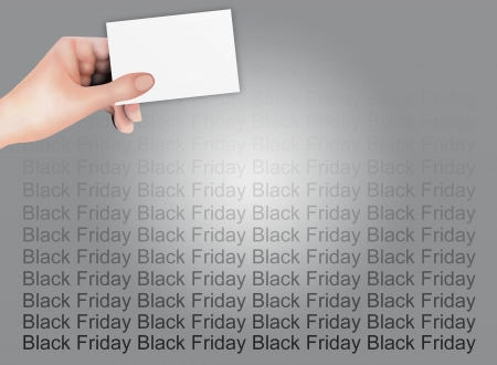 Person Holding A Blank Business Card on Black Friday Background, Sign for Start Christmas Shopping Season  の写真素材