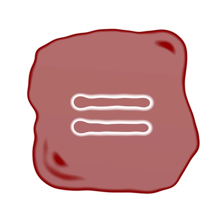 Mathematical Symbol, A Reddish Brown of Rock Art with A White Equal to Symbol Isolated on White Background
の写真素材