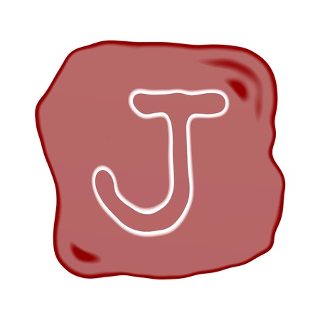 A Reddish Brown of Rock Art with White Letter of The Alphabet J, Isolated on White Background
の写真素材
