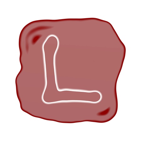 A Reddish Brown of Rock Art with White Letter of The Alphabet L, Isolated on White Background
の写真素材