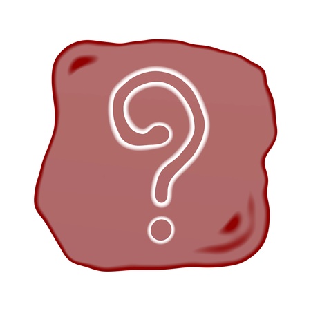 A Reddish Brown of Rock Art with White of Question Symbol Isolated on White Background
の写真素材