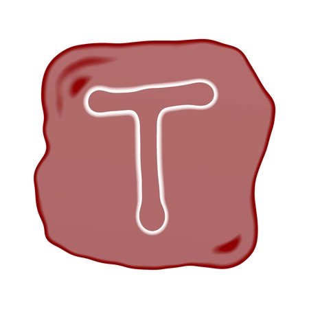 A Reddish Brown of Rock Art with White Letter of The Alphabet T, Isolated on White Background
の写真素材