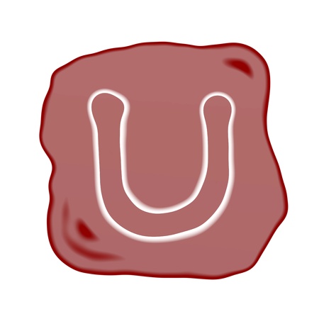 A Reddish Brown of Rock Art with White Letter of The Alphabet U, Isolated on White Background
の写真素材