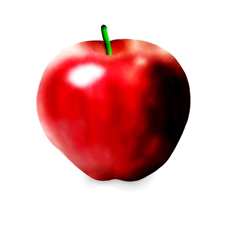Organic Fruits, A Beautiful Painting of Fresh Ripe Red Apple Isolated on White Backgroundの写真素材