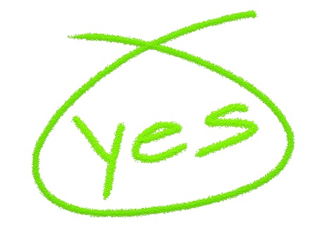 Positive Attitude Concept, The Green Color of Word OK in Circled Isolated on White Backgroundの写真素材