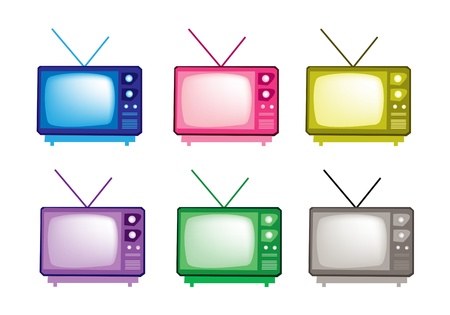 An Illustration Collection of Retro Television with Six Assorted Coloursのイラスト素材