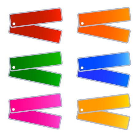 An Illustration Collection of Glossy Sticker in Blue, Red, Green and Orange Colors with Copy Space for Text Decorated のイラスト素材