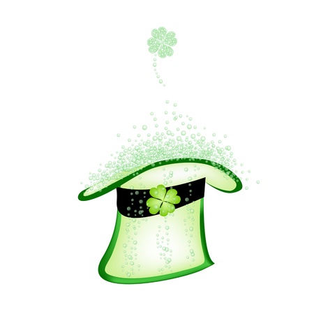 Symbols for Fortune and Luck, An Illustration of Green Beer or Irish Ale in Green Hat for Saint Patrickのイラスト素材