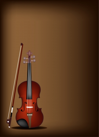 Music Instrument, An Illustration of Violin on Beautiful Vintage Dark Brown Background with Copy Space for Text Decorated のイラスト素材