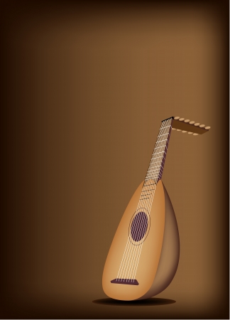 Music Instrument, An Illustration of A Beautiful Antique Bluegrass Mandolin on Beautiful Vintage Dark Brown Background with Copy Space for Text Decorated Music Instrument, An Illustration of A Beautiful Antique Bluegrass Mandolin on Beautiful Vintage Dark Brown Background with Copy Space for Text Decorated