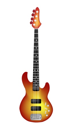 Music Instrument, An Illustration Collection of A Single Red Electric Guitar on White Backgroundのイラスト素材