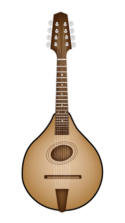 Music Instrument, An Illustration of A Beautiful Antique Bluegrass Mandolin on White Backgroundのイラスト素材