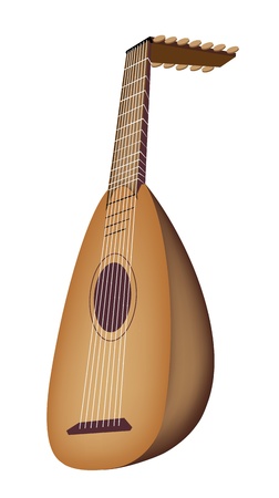 Music Instrument, An Illustration of A Beautiful Antique Bluegrass Mandolin on White Background Music Instrument, An Illustration of A Beautiful Antique Bluegrass Mandolin on White Background