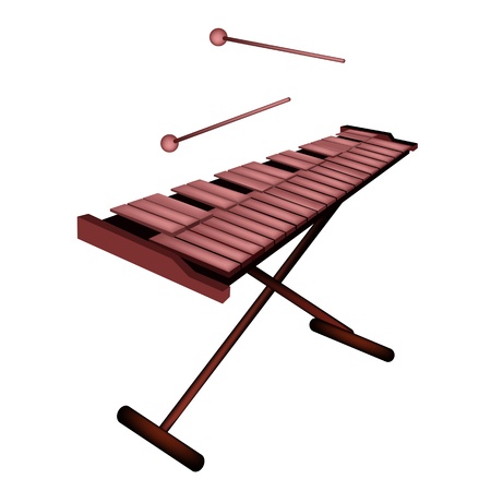 Music Instrument An Illustration Of Xylophone Vibraphone Or Marimba On Stand And Two Beater Isolated On White Backgroundのイラスト素材 イメージマート