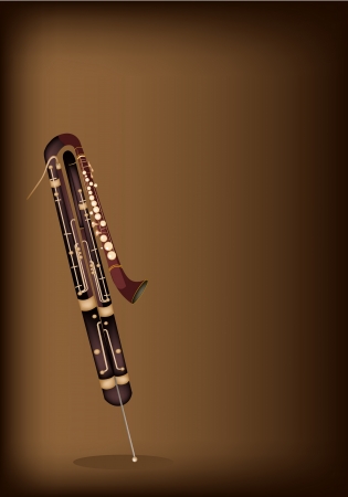 Vintage Classical Contrabassoon on Beautiful Dark Brown Backgroundのイラスト素材