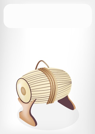 A traditional Cambodia Musical Instrument, Illustration of Beautiful Sampho Drum with White Label for Copy Space and Text Decorated 
のイラスト素材