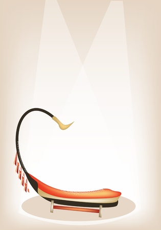 Music Instrument, An Illustration of A Musical Saung on Brown Stage Background with Copy Space for Text Decorated
のイラスト素材
