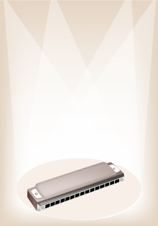 Harmonica on Brown Stage Backgroundのイラスト素材