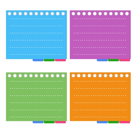 A Sheet of Blank Lined on Orange, Purple, Blue and Green Spiral Paper with Tabbed Binder, Copy Space for Text Decorated のイラスト素材