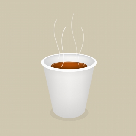 Coffee Time, A Cup of Takeaway Coffee in A Disposable Cup on Retro Brown Background のイラスト素材