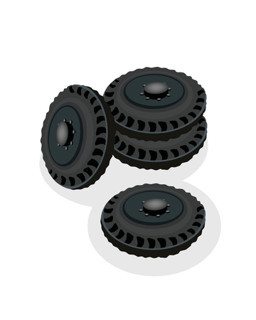 Stack of Tires or Car Wheels, Equipment for Car or Truckのイラスト素材