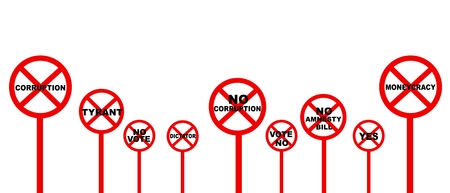 An Illustration Collection of No Signs or Forbidden Signs of Corruption Concept and Democracy Concept in A Row Isolated on White Background
のイラスト素材