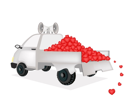 A Pickup Truck Full with Stack of Lovely Heart
のイラスト素材