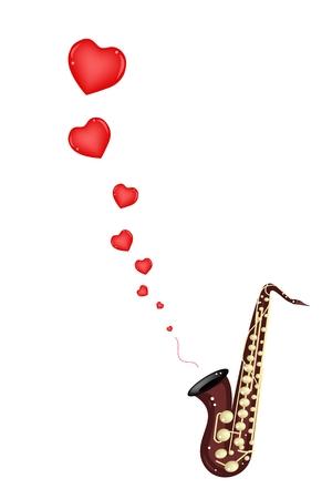Golden Vintage Bass Saxophone Playing A Romantic Musicのイラスト素材